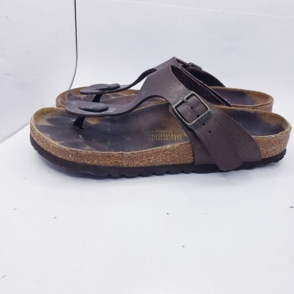 Birkenstock Gizeh Brown Slip On Leather Thong Sandals Women's Size 6 - Picture 4 of 12